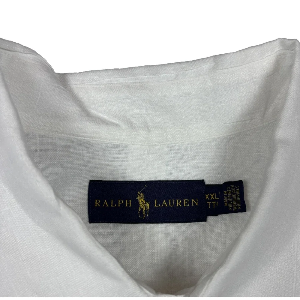 POLO RALPH LAUREN MEN'S CLASSIC FIT LINEN BUTTON DOWN SHIRT WHITE SIZE 2XL